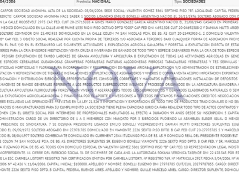 Una de las sociedades evasoras de Bonelli. (Foto: NOVA)