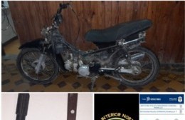 Recuperan moto robado por un menor de edad