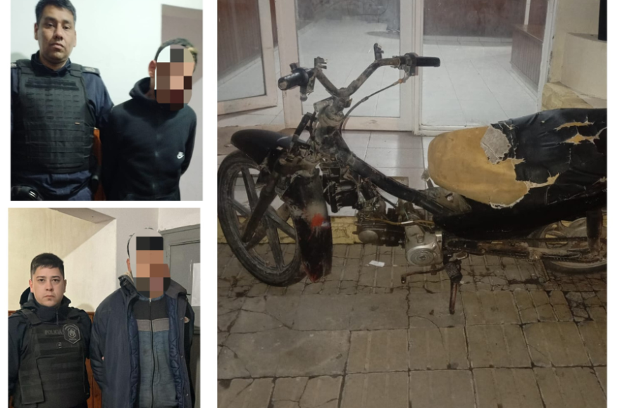 Gracias al accionar policial, ambos fueron interceptados a pocas cuadras del lugar del hecho y la moto fue recuperada.