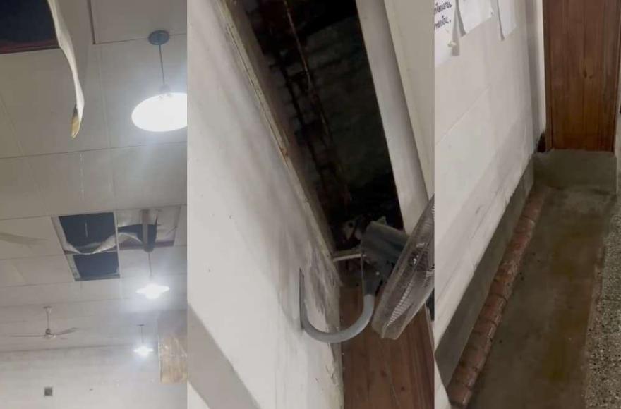 La lluvia volvió a afectar el edificio escolar de El Paraíso