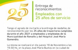 Entrega de reconocimientos a empleados municipales con 25 años de servicio